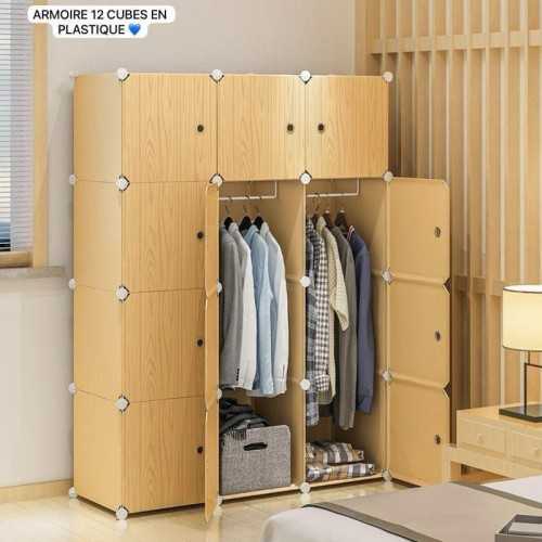Flash Magal Armoire Penderie - Cube Montable et démontable 3 battants 2