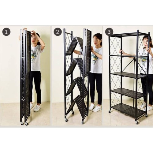 Vente flash Étagère en fer 5 étages avec roues - cuisine, couloir etc…