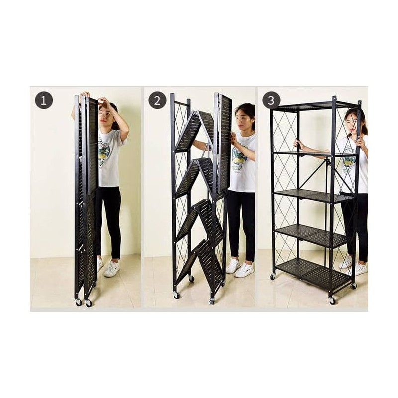Vente flash Étagère en fer 5 étages avec roues - cuisine, couloir etc…