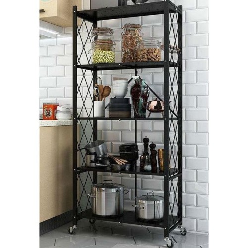 Vente flash Étagère en fer 5 étages avec roues - cuisine, couloir etc… 2