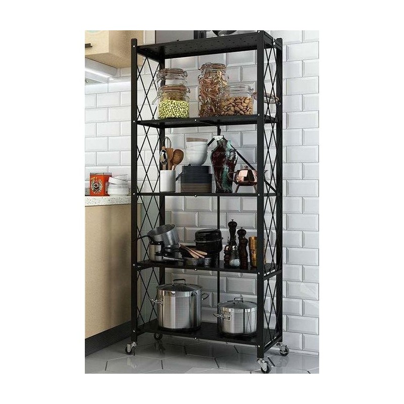 Vente flash Étagère en fer 5 étages avec roues - cuisine, couloir etc…