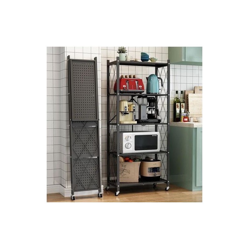 Vente flash Étagère en fer 5 étages avec roues - cuisine, couloir etc…