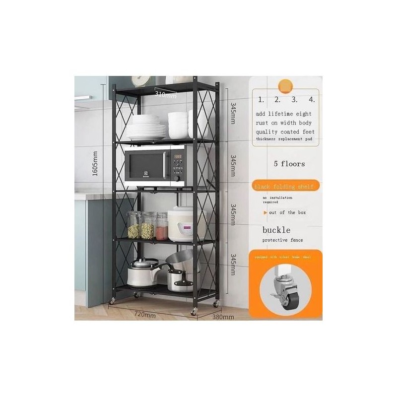Vente flash Étagère en fer 5 étages avec roues - cuisine, couloir etc…