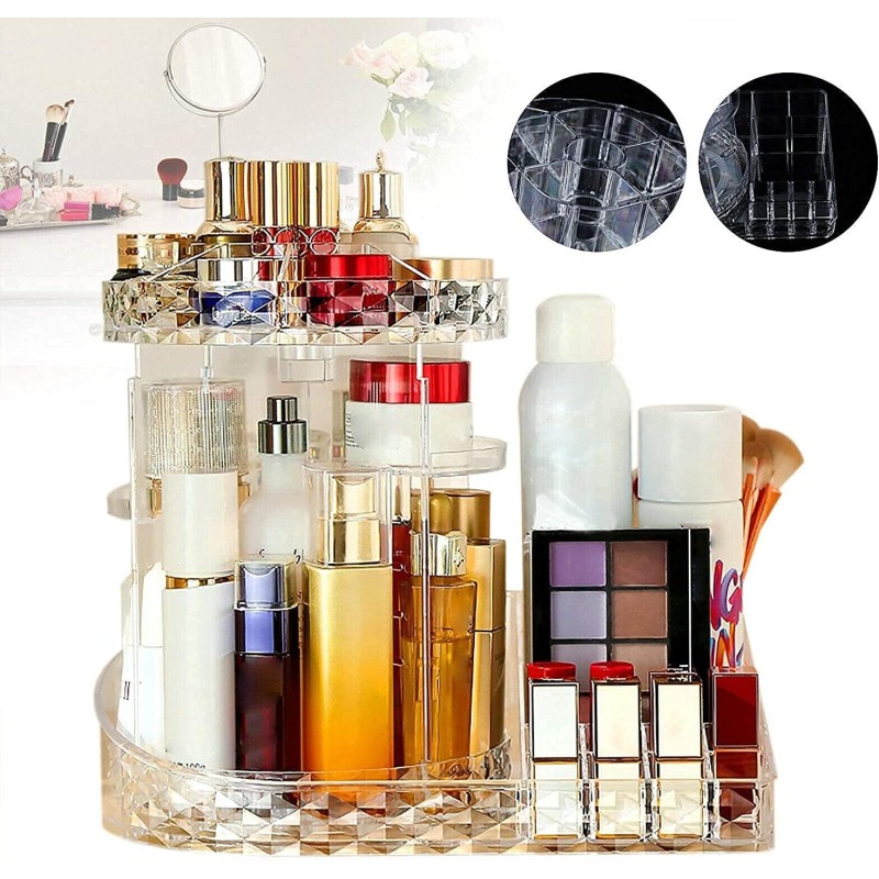 Rangement de Maquillage Plateau Rotatif à 360 degrés