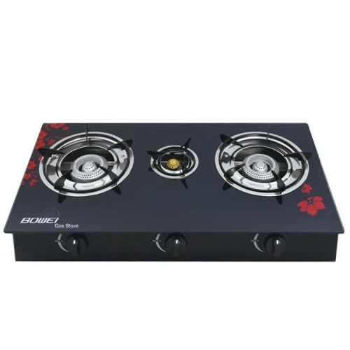 Plaque De Cuisson à Gaz - 3 Feux - STC 6780 - Noir - Garantie 12 Mois