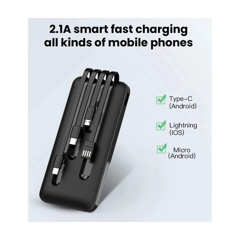 Chargeur 4 in1 Câbles intégrés 10000mAh Power Bank