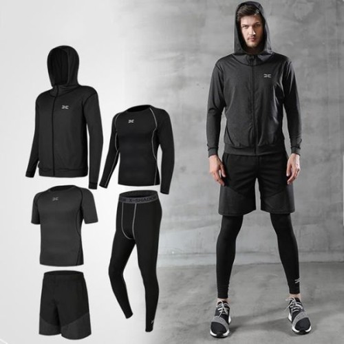 Ensemble Sport hommes  5 pièces. Gym Fitness course Jogging - Noir