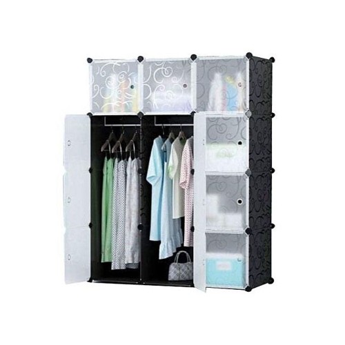 Armoire Penderie Plastique - 3 battants Cube montable et démontable