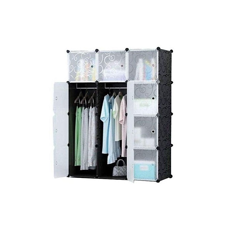 Armoire Penderie Plastique - 3 battants Cube montable et démontable