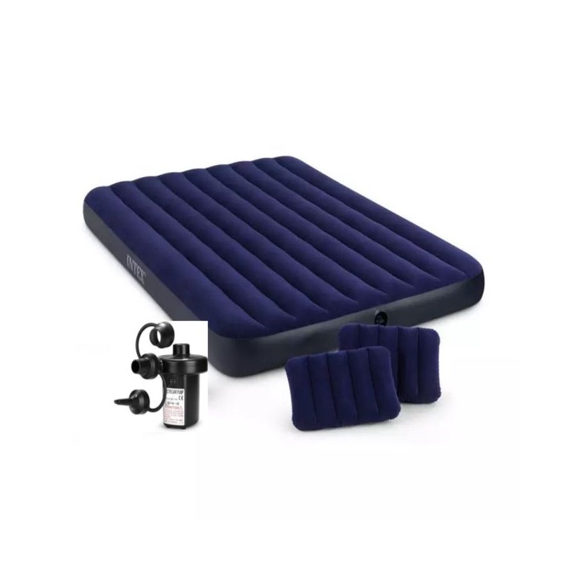 Matelas Gonflable 2 Places + 2 coussins + gonfleur manuel gonfleur électrique