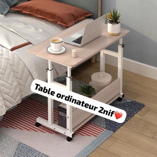 Table Multi-Usager  avec Roue pour Ordinateur- Blanc
