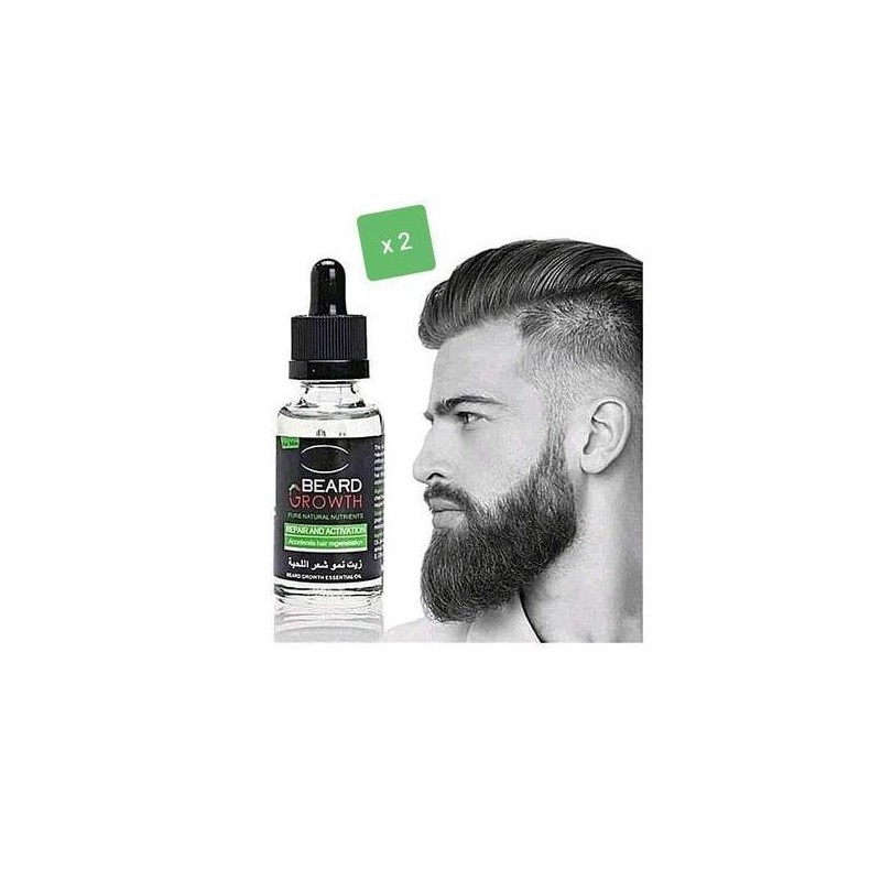 Vente Flash Lot de 2 Huiles Pousse Barbe - 2 x 30 ml