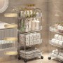 Chariot de rangement transparent, en acrylique multicouche avec panier
