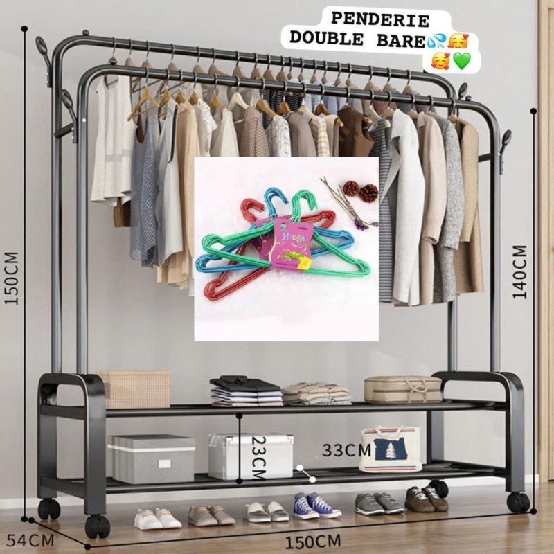 Penderie porte-manteau étendoir + 10 cintres