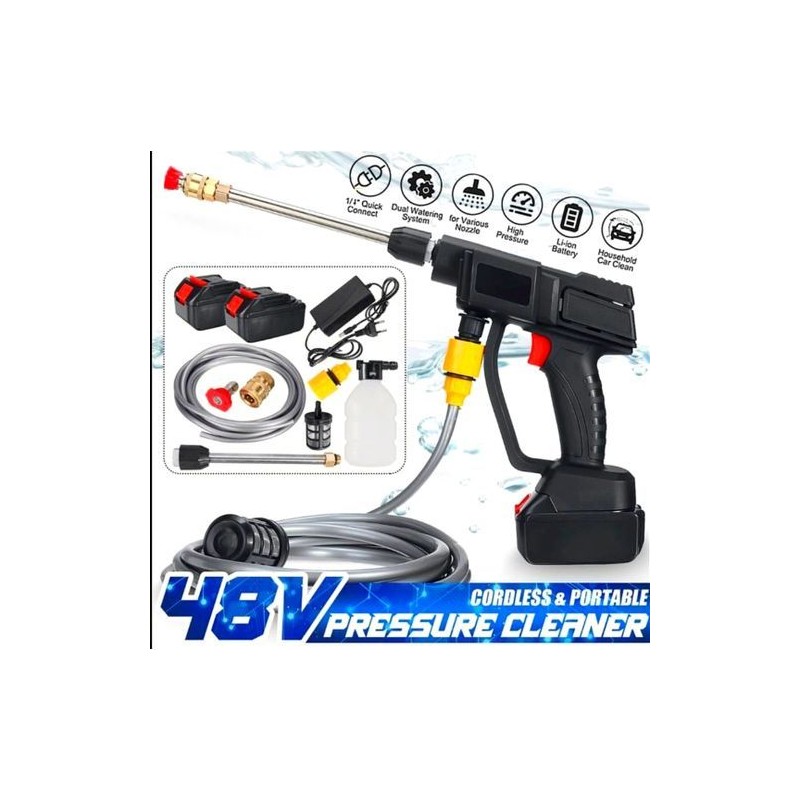 Vente flash Pistolet de Lavage sans Fil- Haute Pression Avec 2 Batteries 48v