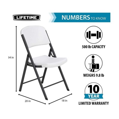 Chaises pliantes en plastique blanc- camping en plein air -  de pique-nique