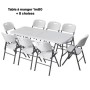 Ensemble Table 2.40m + 8Chaises pliantes confortables