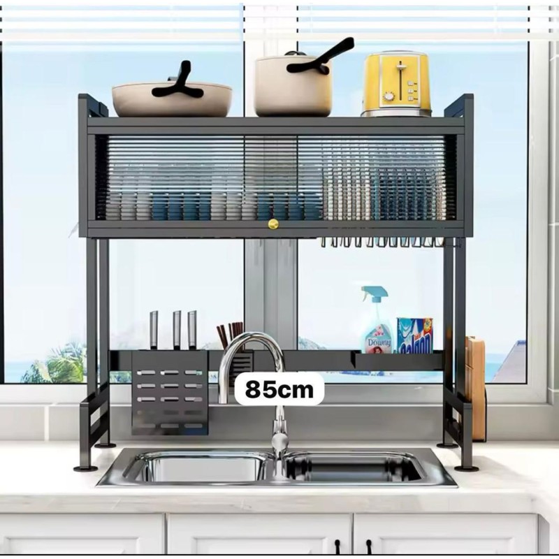 Étagère réglable anti-poussière pour évier de cuisine, étagère à vaisselle