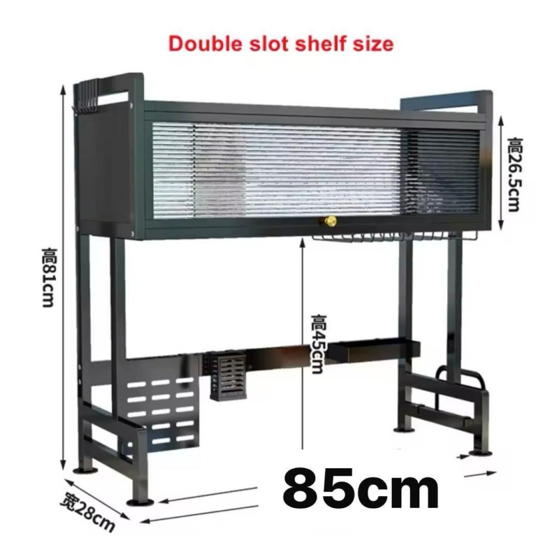 Étagère réglable anti-poussière pour évier de cuisine, étagère à vaisselle