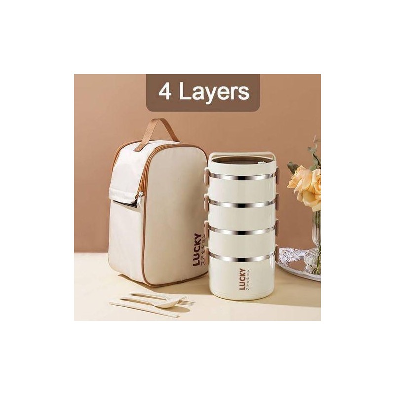 Boîte à Lunch Isotherme En Acier Inoxydable Avec Couvercle, Ensemble De 4 Pièces + Sac Isotherme