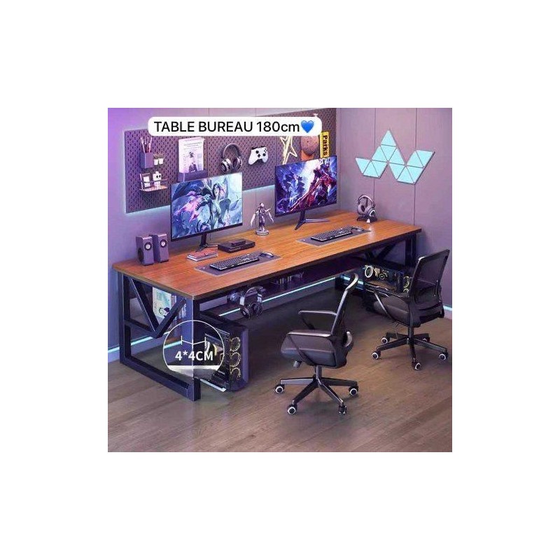 Bureau d'ordinateur pour deux personnes, table de jeu à domicile, bureau de chambre simple et moderne