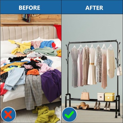 Penderie + Porte vêtement en fer avec rangement